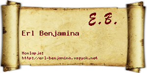 Erl Benjamina névjegykártya